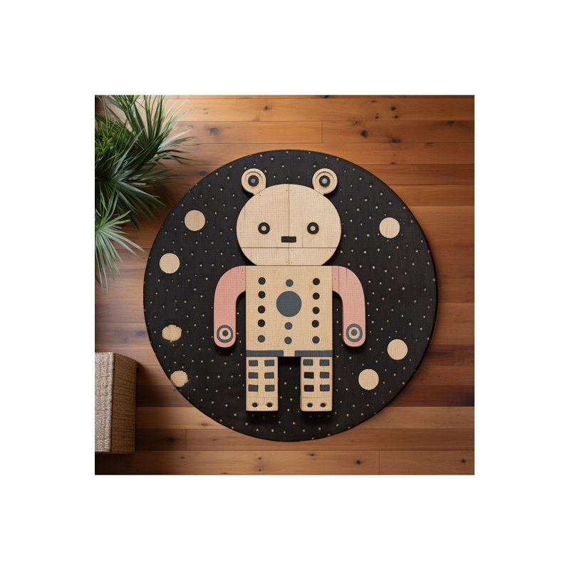 Tapis multicolore lavable à motif robotisé de la collection Waso