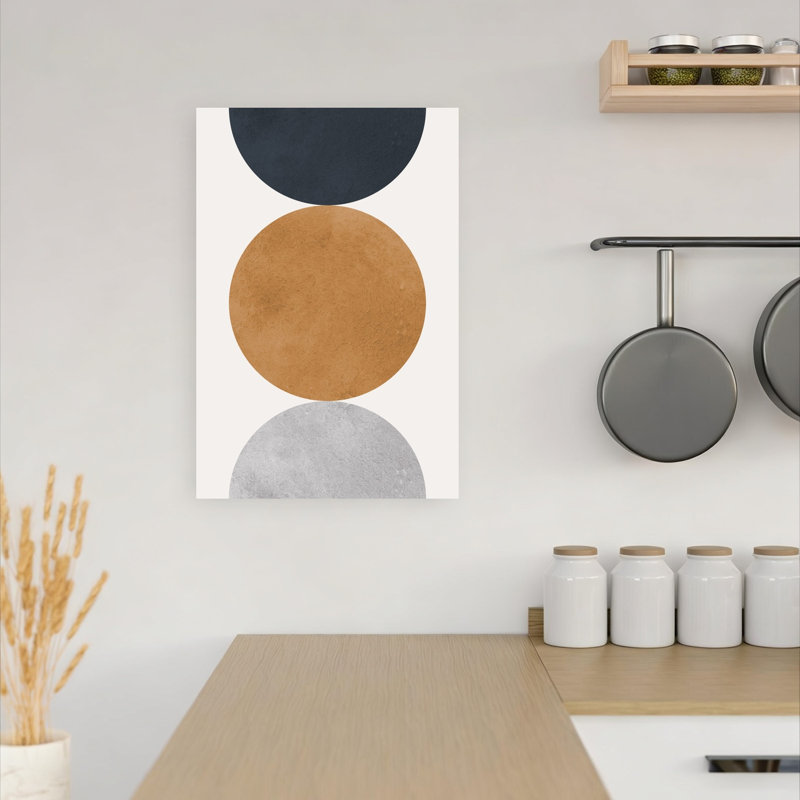 «Stacked Abstract Circles Abstract», reproduction d'art géométrique murale contemporaine, 18" H x 12" W