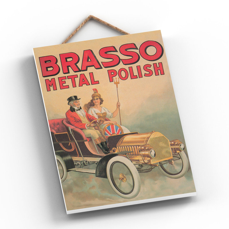Brasso Polish Vintage Retro Poster Design On Wooden Plaque