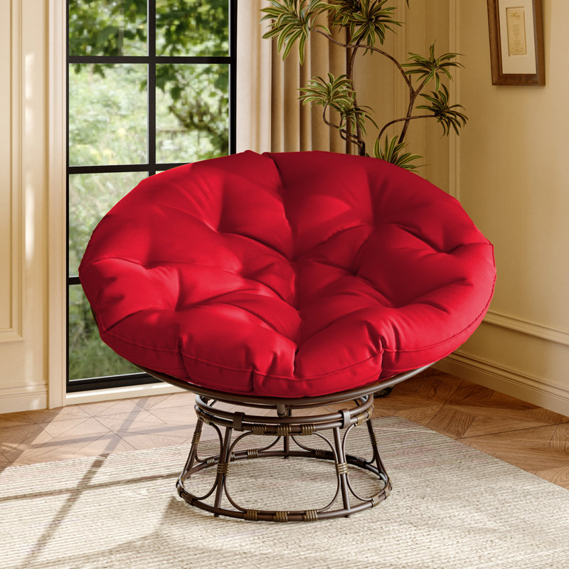 Chaise de patio avec coussins Papasan, Rouge, L 49 po x H 36 po x P 12 po