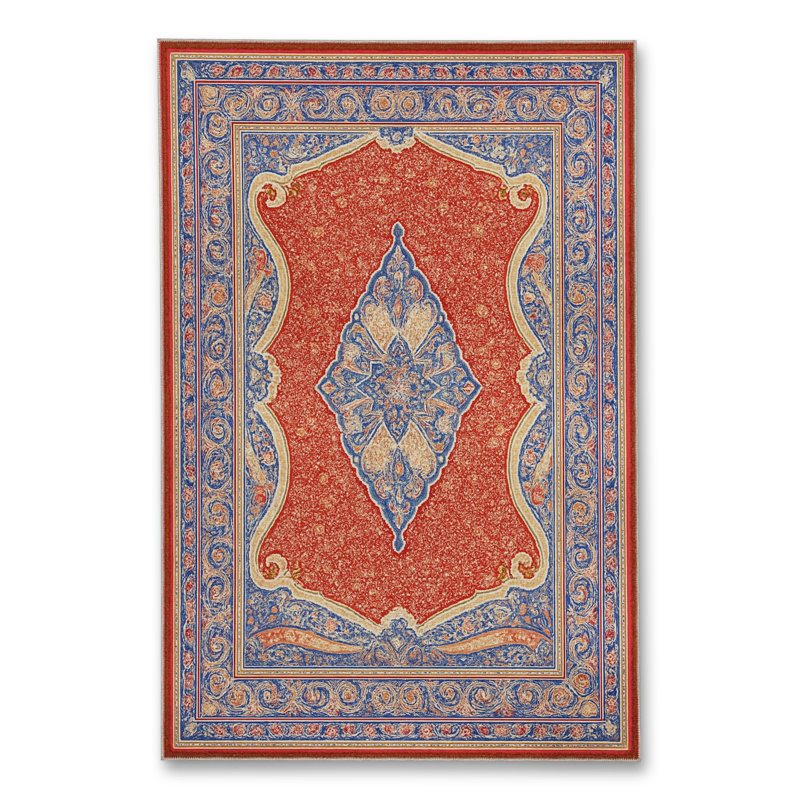 Tapis tissé orange traditionnel Mosso, 4'11" x 9'10"