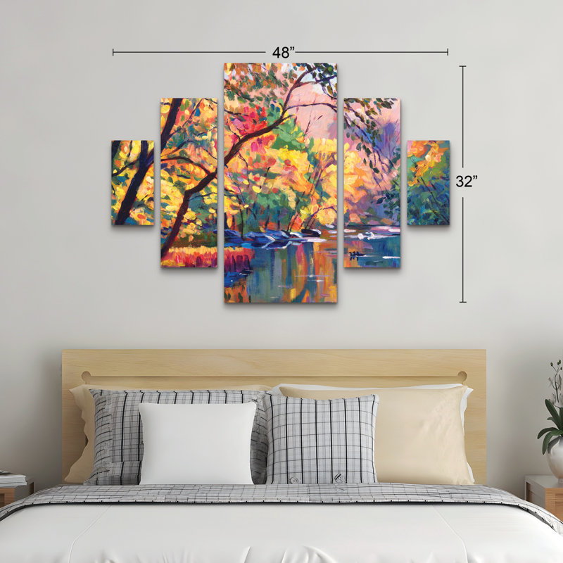 Ensemble de 5 panneaux muraux - David Lloyd Glover «Color Reflections», art mural sur toile pour le salon, la chambre à coucher ou le bureau 