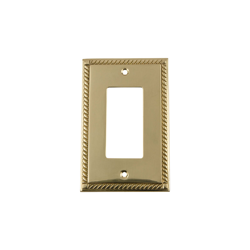 Rope 1-Gang Rocker Wall Plate, Polished Brass
