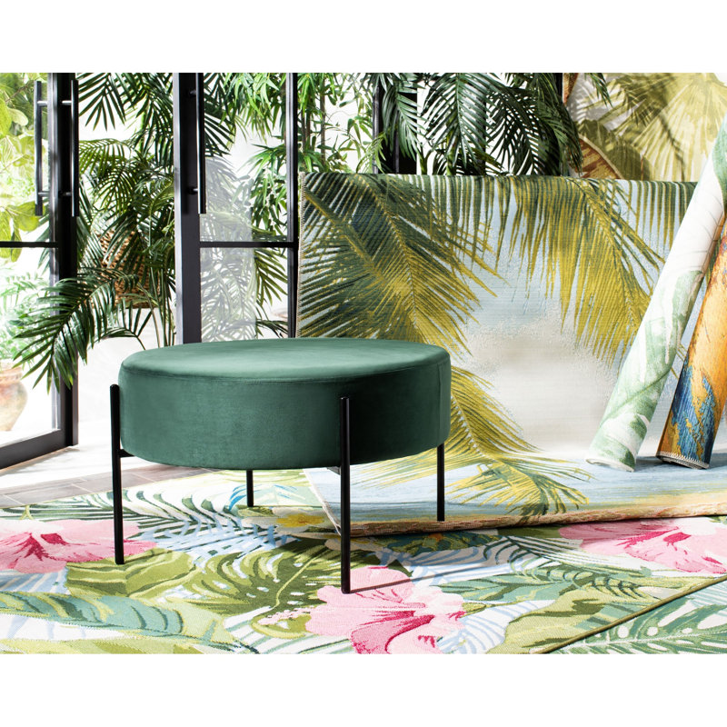 Lisbon Velvet Ottoman, Malachite Green Velvet