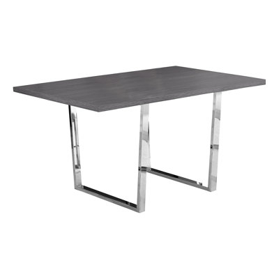 Table de salle à manger, rectangulaire, 60 po, cuisine, salle à manger, stratifié gris, métal chromé, contemporain, moderne