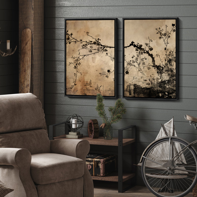 Framed Wall Art Vintage Antique Classic for Bedroom, Black, 24" H x 16" W