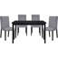 Chaises rembourrées en velours gris 2 pièces pour salle à manger, structure en bois noir, 2 pièces d'appoint au look naturel, velours, finition décontractée