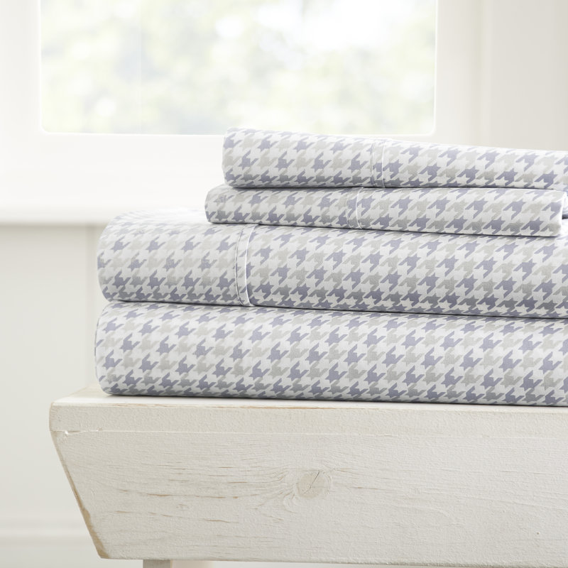 Becky Cameron Microfiber Geometric Sheet Set, Queen, Gray