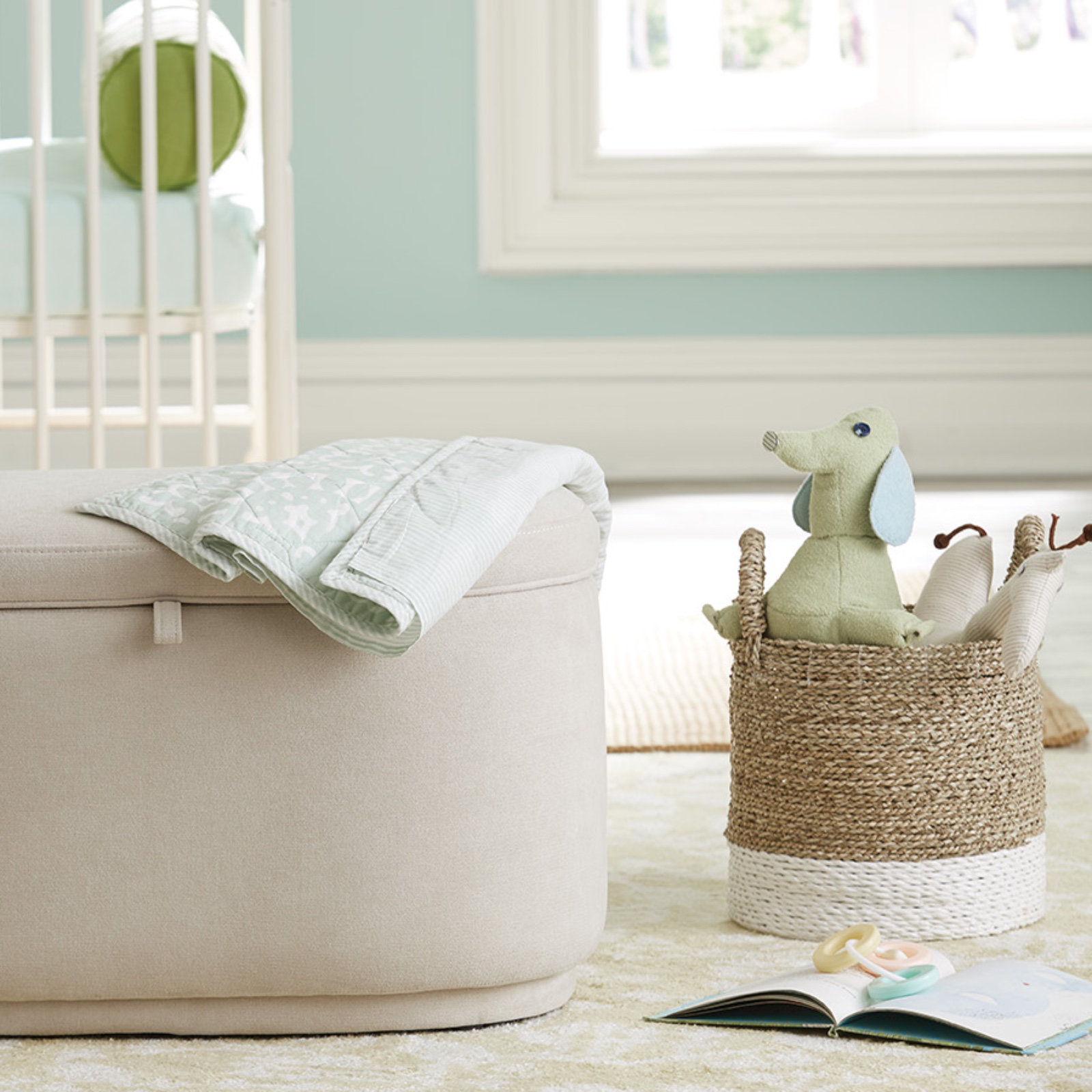 Nurture The Glider Plus 28" Ottoman, Ivory Cotton Blend