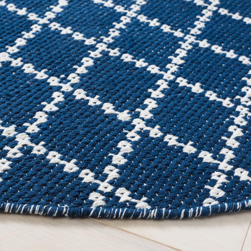 Breckenridge Flat Weave Cotton Geometric Rug, Round 6'