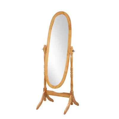 Miroir de plancher traditionnel en bois de style reine Anna, finition chêne