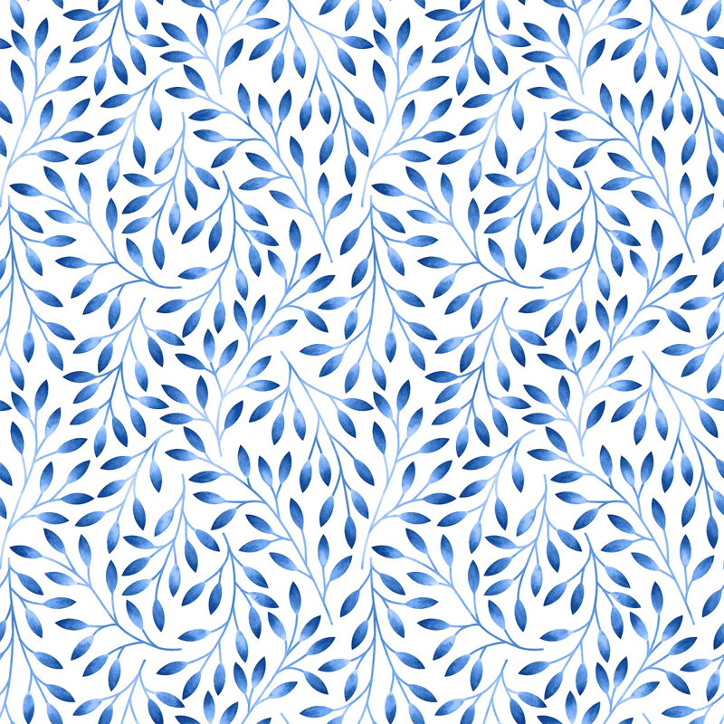 Little Blue Leaves Wallpaper, 25" W x 225" L