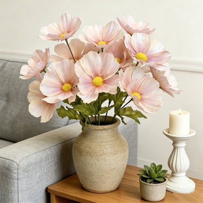 4 pièces fleurs de galsang en soie artificielle, longues fleurs artificielles réalistes pour jardin Symbole de la posivité et des nouveaux commencements, blanc rétro * 4