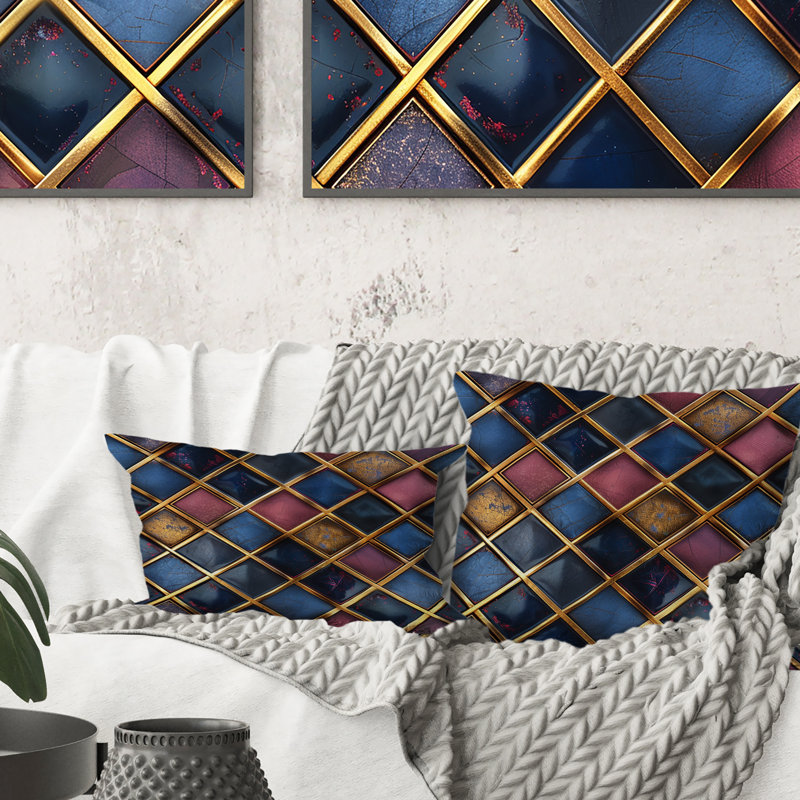 Coussin décoratif géométrique Glam Squares Glam, H 18 po x H 18 po
