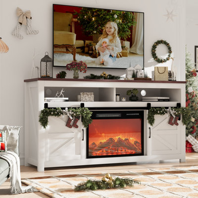 Colley Fireplace TV Stand For Tvs Up To 70", Entertainment Center With 23" Electric Fireplace Includes 12 Color Light Options, TV Stands For Living Room, Bedroom, 58 Inch TV Stand.