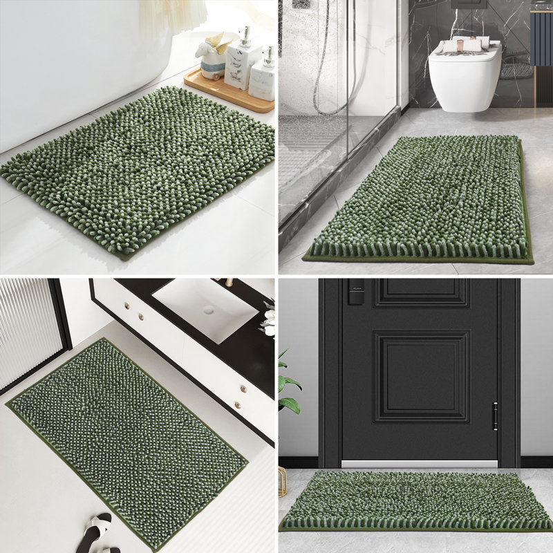Chenille Non-Slip Bath Rug, 61cm W x 152.4cm L, Green