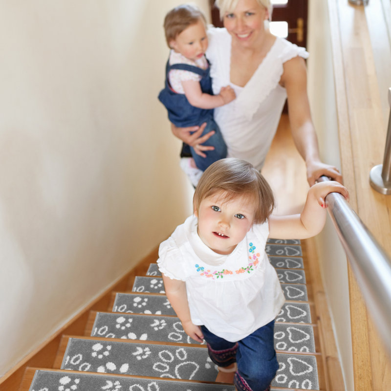 Tapis d'escalier antidérapant Paw, gris