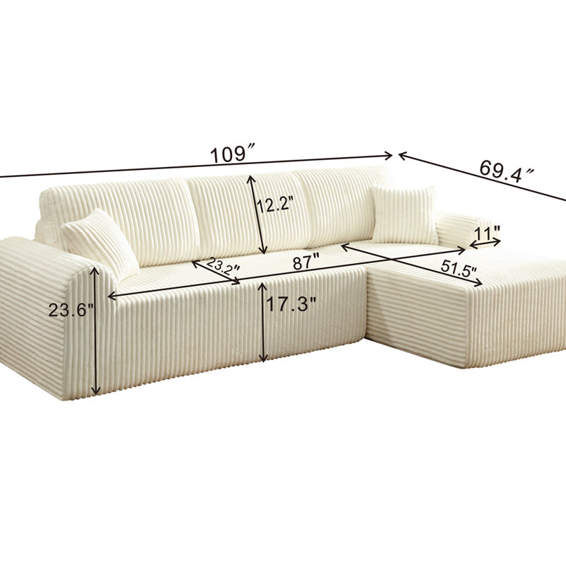 Canapé modulaire Boneless 109 po Cloud, Blanc