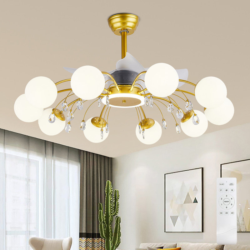 39.4" Bladeless Ceiling Fan with Remote and 10 lights, Gold