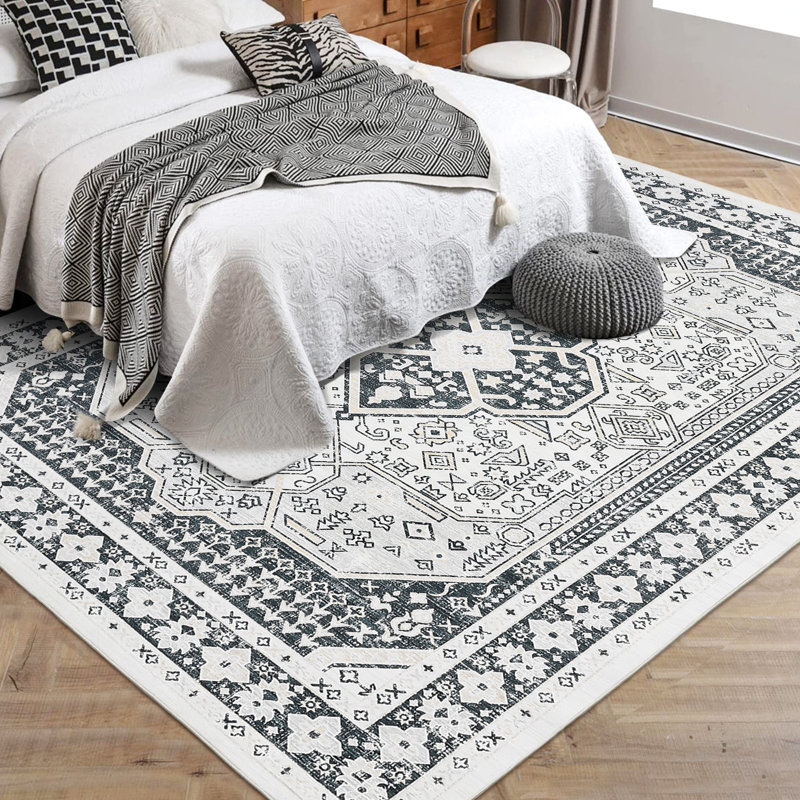 Tapis rectangulaires lavables Bevus pour le salon, Rectangle 5 pi x 7 pi