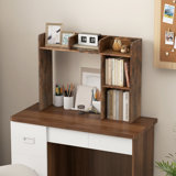 Millwood Pines Desk Bookshelf Desktop Storage Organizer Display Shelf Rack Dorm Office Brown