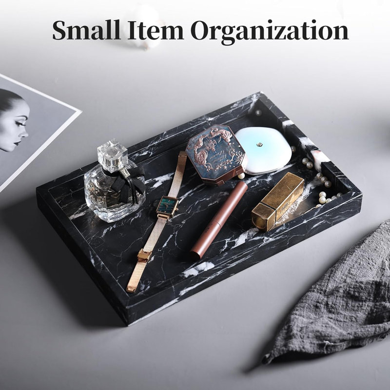 Marble Bathroom Tray, Black