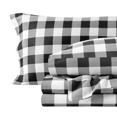 Flannel Machine Woven Plaid Sheet Set