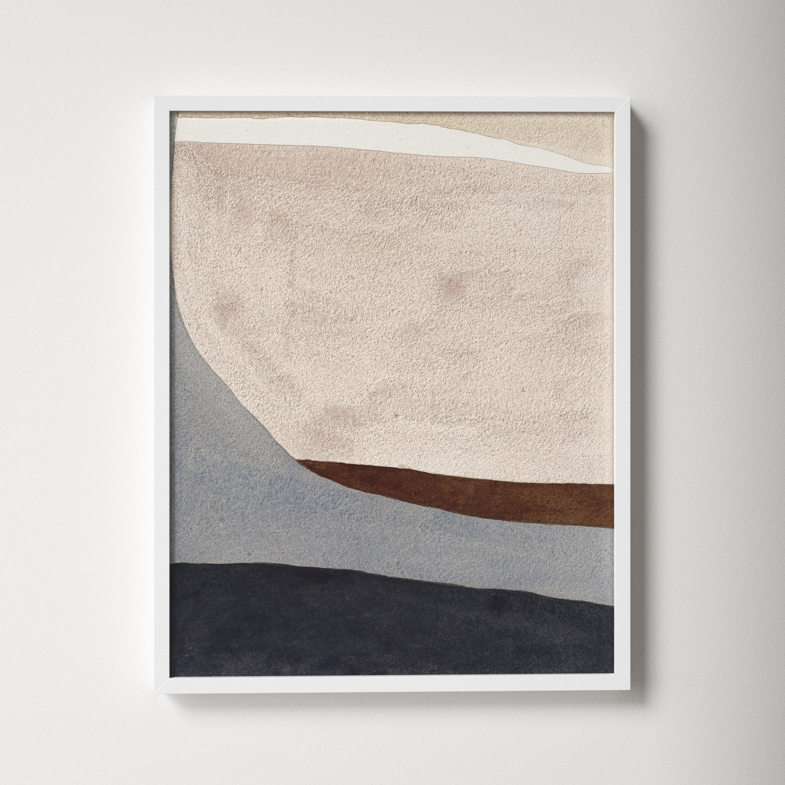 Divided "Divided by Blue 2" Painting, White Framed, 20" H x 16" W x 1.25" D