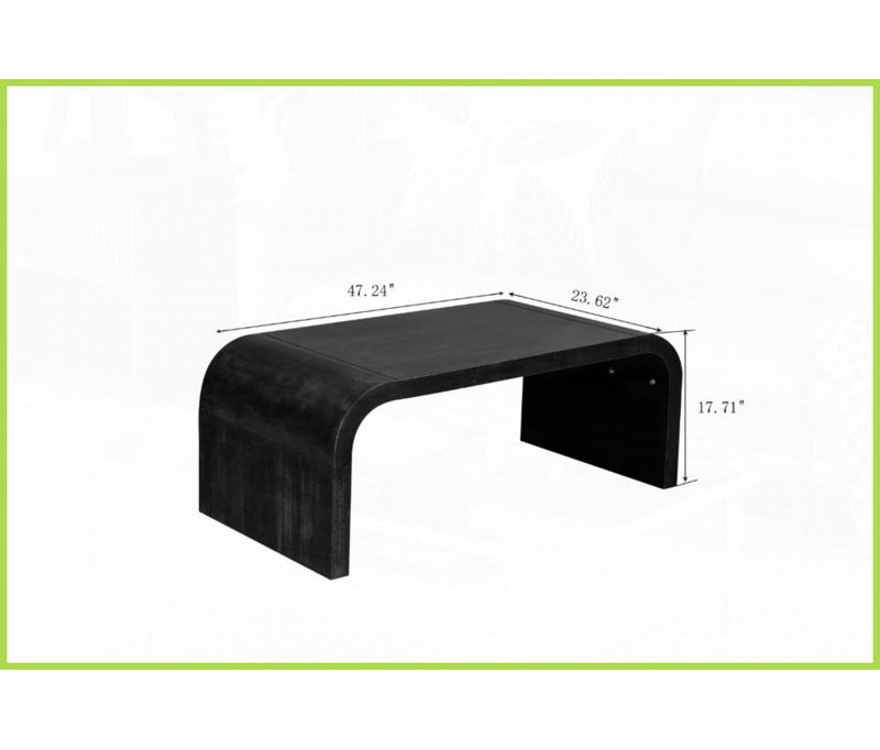 Table basse Farmhouse American Country Aesthetic - Design incurvé Art déco, installation facile pour les salons, Noir