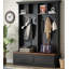 Portemanteau 4-en-1 Farmhouse avec banc à grain de bois, portemanteau polyvalent Mudroom-1612416768