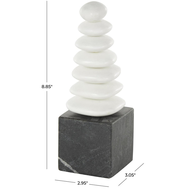 Odom Marble Stacked Stone Abstract Sculpture With Black Block Base