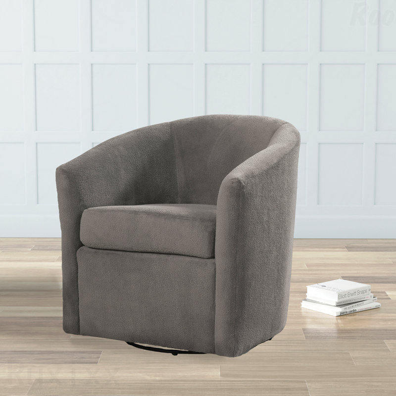 Karcher Upholstered Swivel Armchair, Gray Fabric