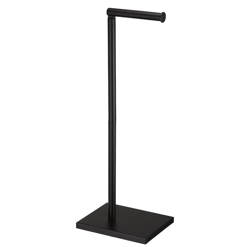 Porte-papier hygiénique sur pied avec réserve, rouleau de papier hygiénique sur piédestal en acier inoxydable, noir