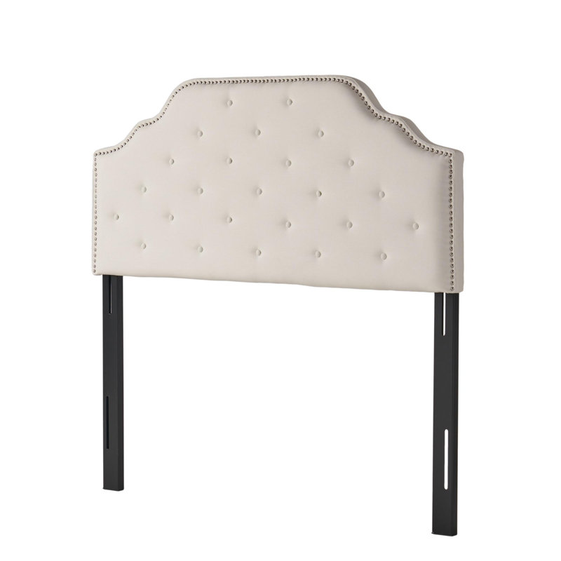 Brooke-Elise Upholstered Metal Panel Headboard, Ivory, Full / Queen