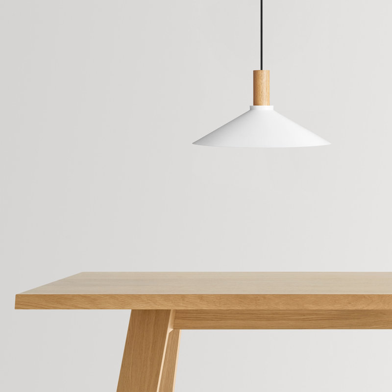 Emblem 1 - Light Pendant, White, White Oak, 9" H x 18" W x 18" D