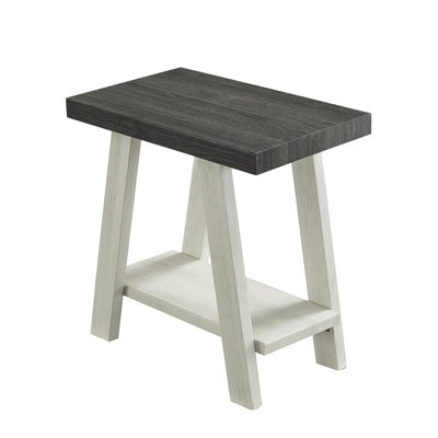 Athens Contemporary Two-Tone Wood Shelf Side Table In Weathered Charcoal And Beige