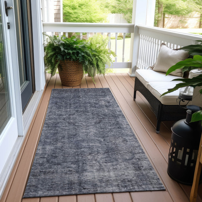 Tapis intérieur / extérieur bleu Emberith, 2'3" x 7'6"