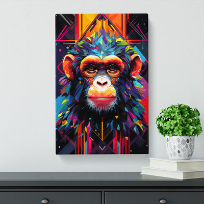 Monkey Geometric Art - Wrapped Canvas