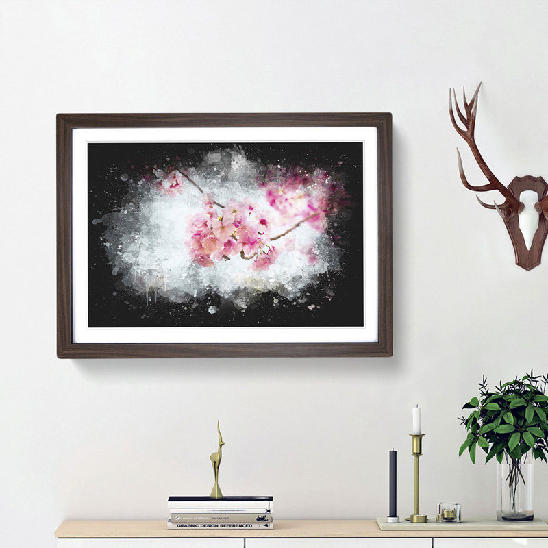 Pink Sakura Blossom Tree in Bloom - Picture Frame Graphic Art Print, 62cm H x 87cm W x 2cm D, Walnut Framed