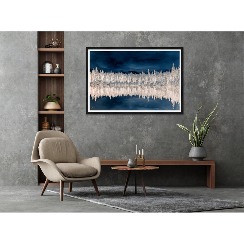 Paysage d'arbre réfléchissant indigo, Noir, H 35,5 po x l 54,75 po x P 1,5 po