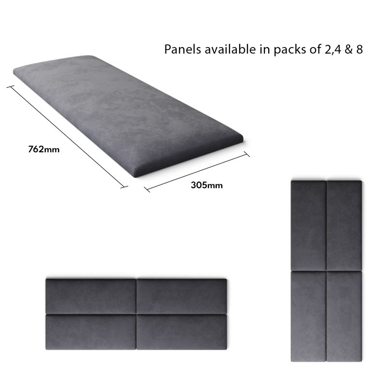 Katilin 30 cm x 75 cm Peel and Stick Upholstered Wall Paneling in Steel, Steel