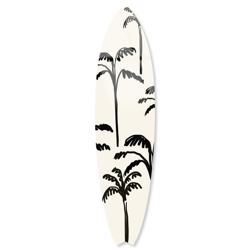 «Palms Minimalist Surfboard», art mural côtier par Notoriart