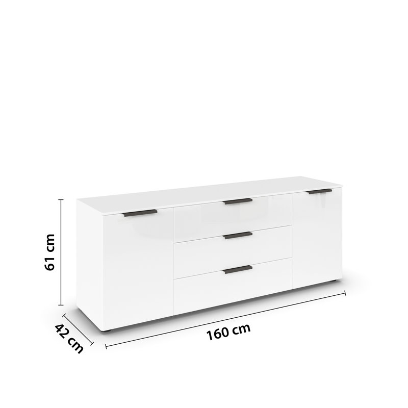 Flipp 3 - Drawer Chest of Drawers, Alpine White/Glass White/Graphite