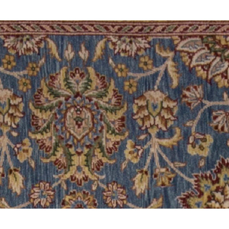 Hand-Knotted High-Quality Blue and Gold Runner