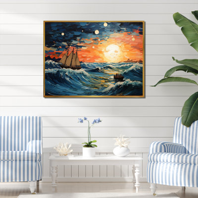 «Teal Orange Ocean Oceanic Odyssey Patchwork» sur toile