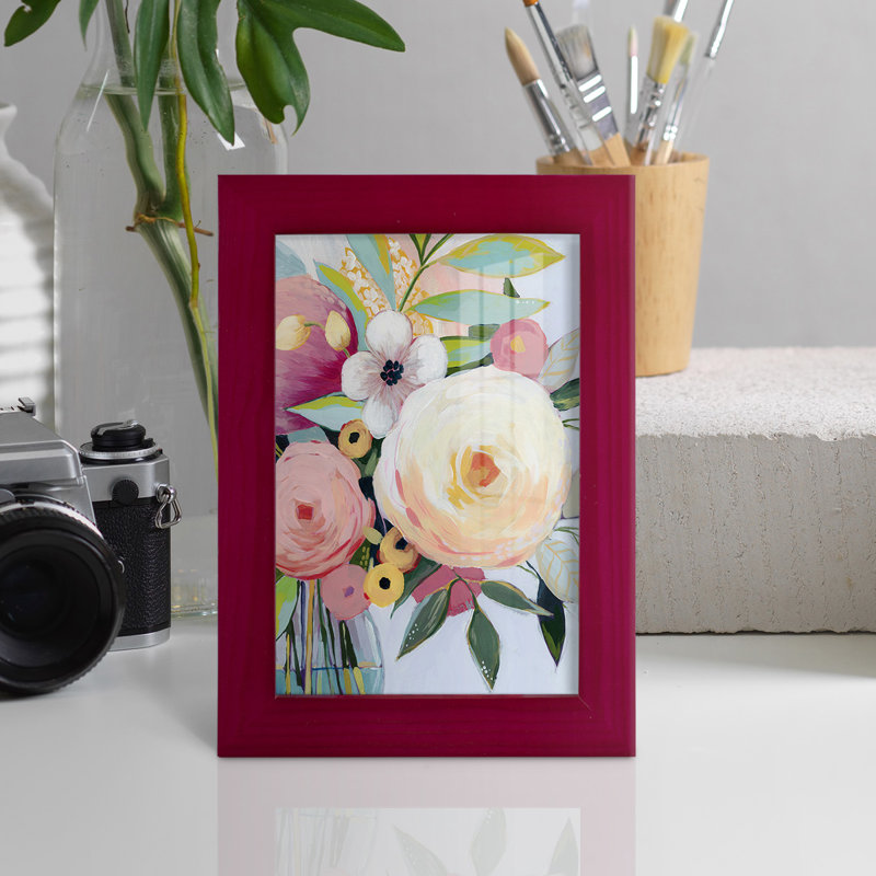 Georgia Bouquet II, encadré sur papier, H 7 po x l 5 po x P 1 po, Rouge
