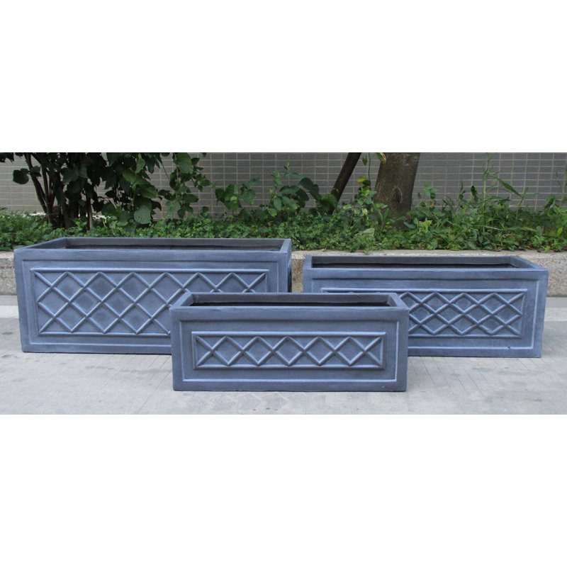 Stone Window Box Planter, 27 cm H x 70 cm W x 27 cm D, Grey