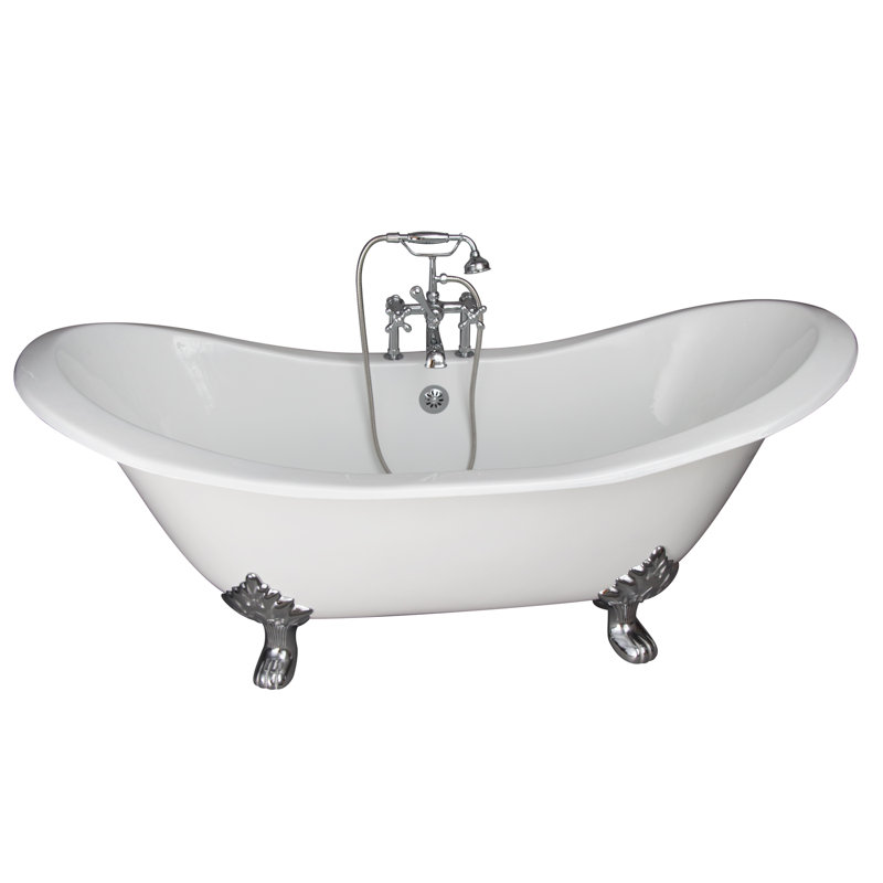 72'' x 30'' Freestanding Soaking Cast Iron Bathtub, Copper