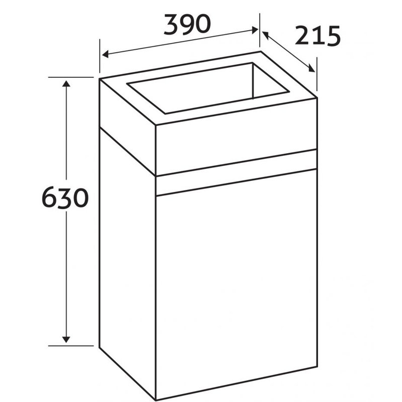 390 mm Cloakroom Vanity, Gloss White