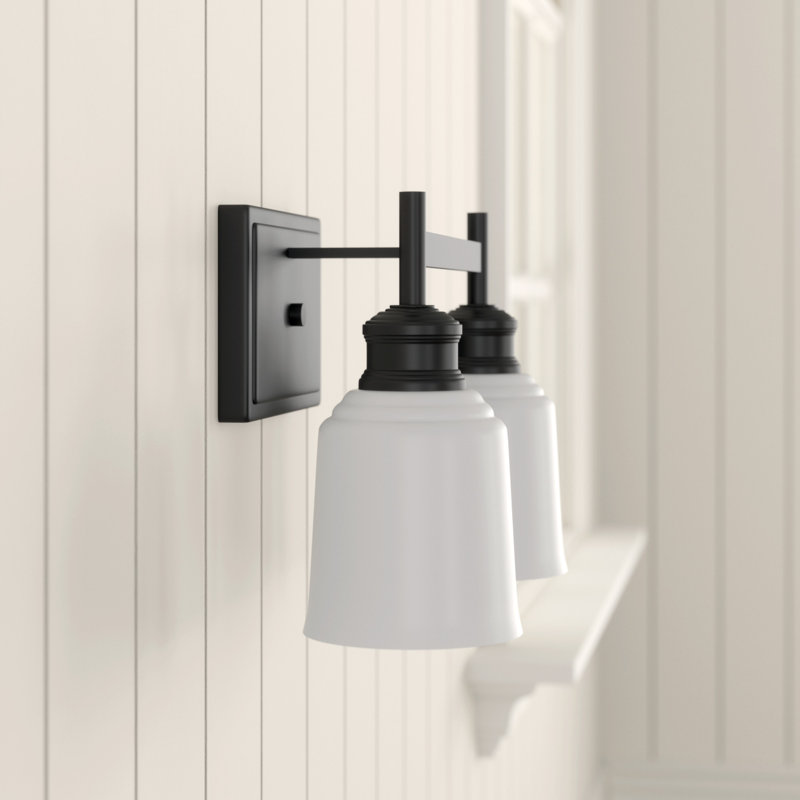 Éclairage pour salle de bain 2 lumières Alayanna, Noir mat